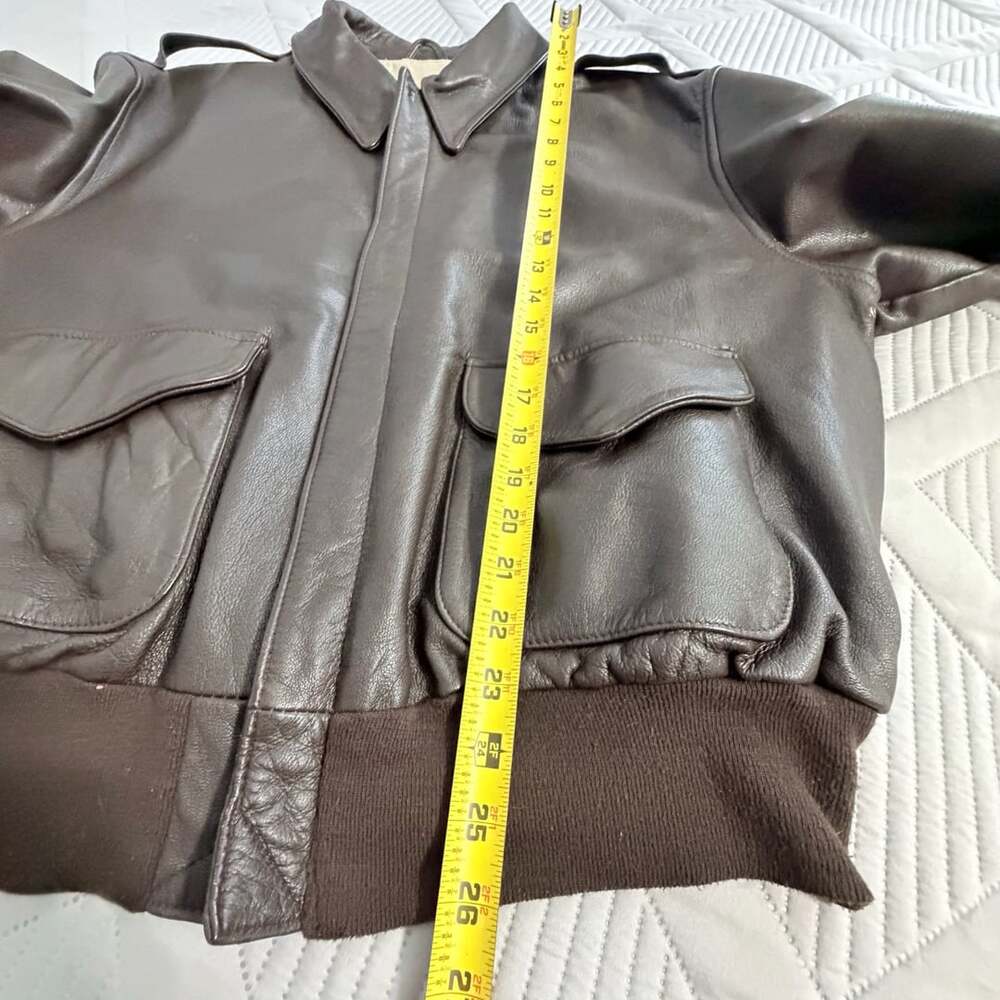 Rare large size 48R Vtg Cooper Type A-2 Flight Jacket Brown Leather WWII Commemo - Picture 9 of 15